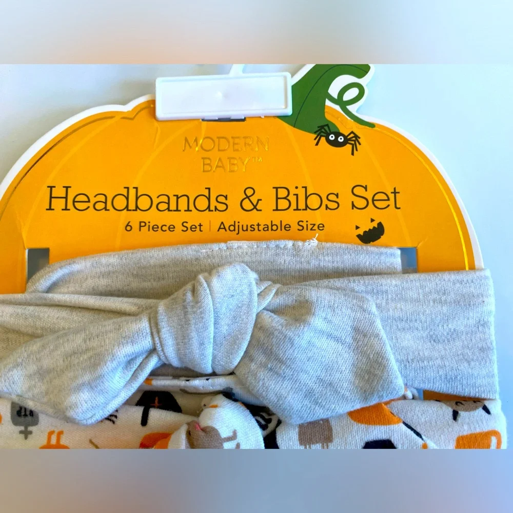 Baby’s First Halloween Headbands & Bibs Set - Adjustable Size